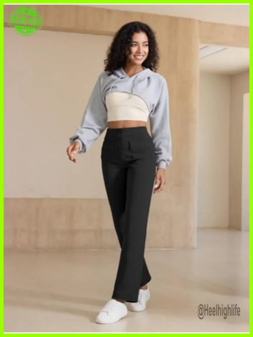 High Waist Straight Leg Dress Pants Stretchy Work Trousers